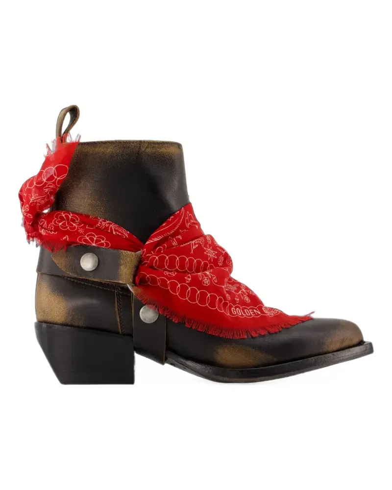 Golden Goose Debbie boots in black leather with removable buckle and bandana - Braun Braun
