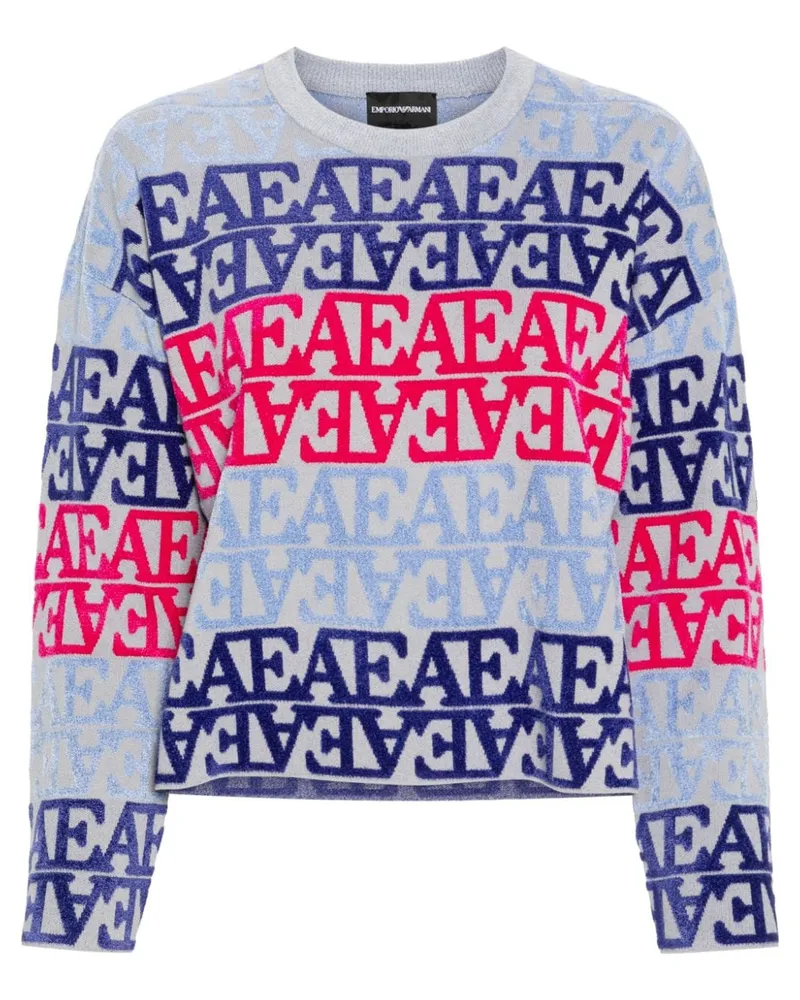 Emporio Armani Pullover mit beflocktem Logo - Blau Blau