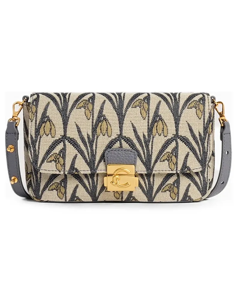 Coccinelle Mini C-Me Lock Schultertasche mit Blumenprint - Nude Nude
