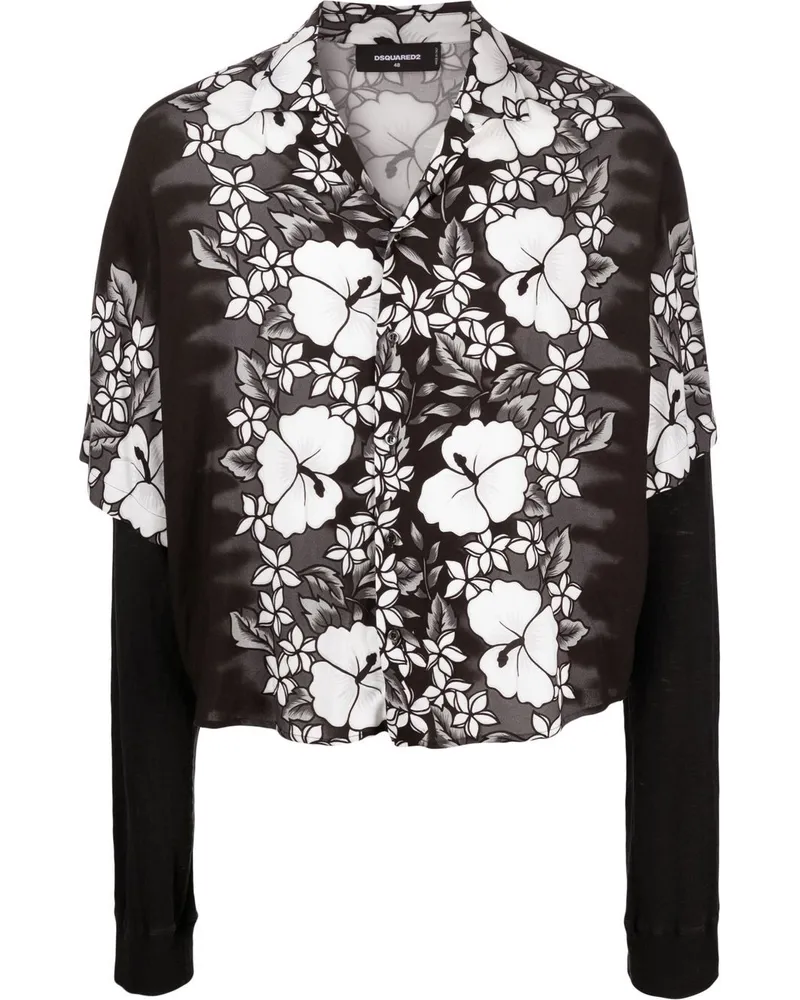 Dsquared2 Hemd im Layering-Look - Schwarz Schwarz