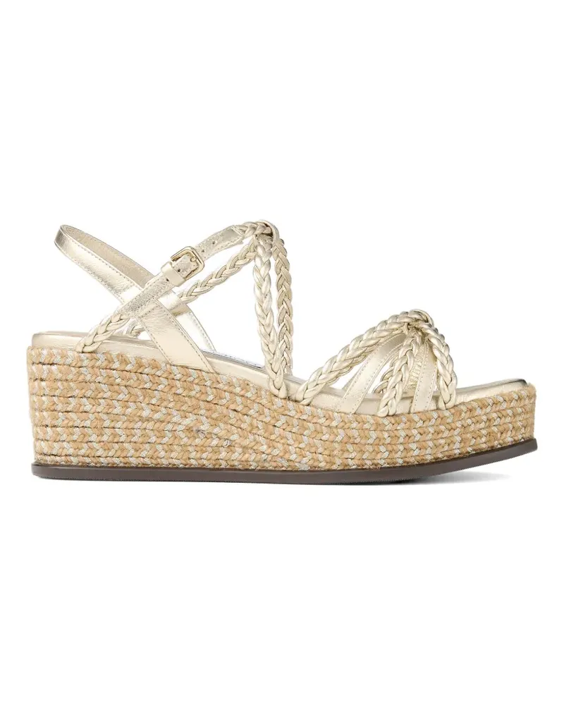 Jimmy Choo Nyra 60 braided wedge sandals - Gold Gold