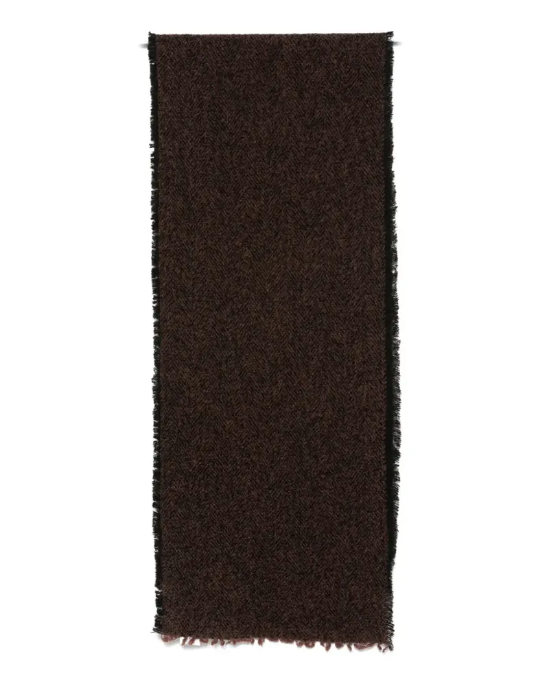 Faliero Sarti herringbone-weave frayed scarf - Braun Braun
