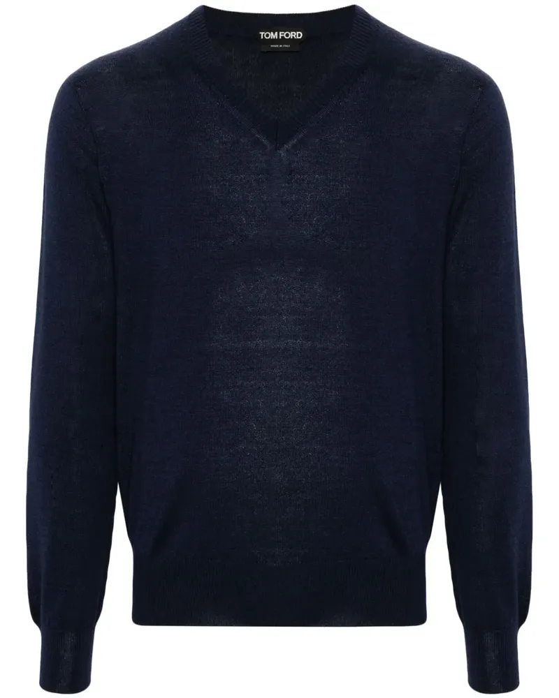 Tom Ford Pullover mit V-Ausschnitt - Blau Blau