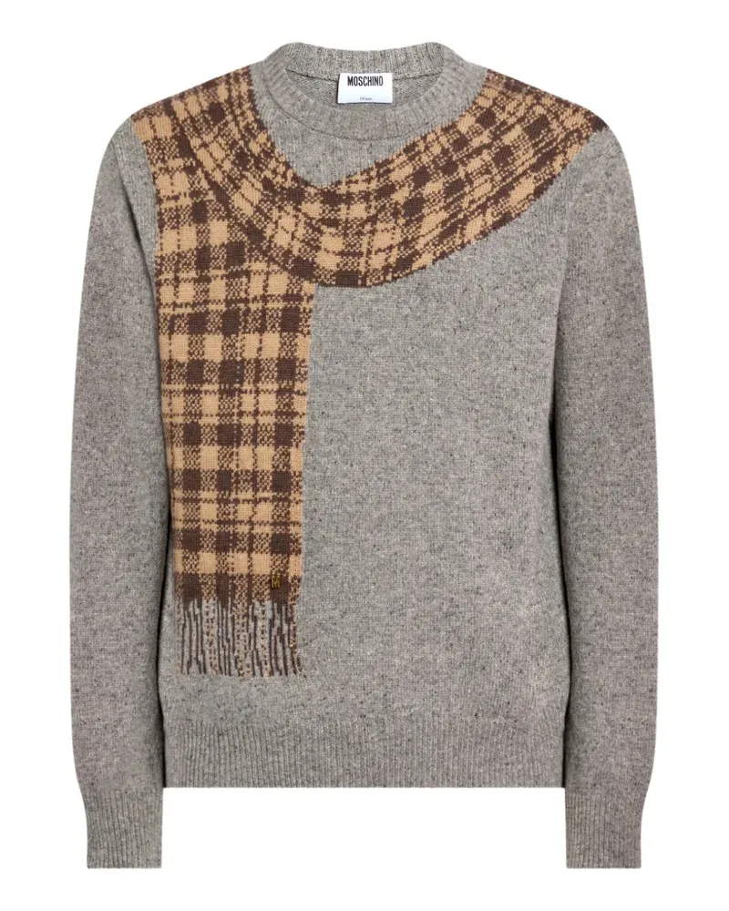 Moschino inlaid wool-and-silk blend pullover - Grau Grau