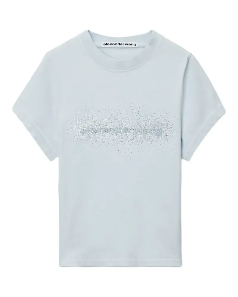 Alexander Wang Shrunken ss T-shirt w/ hotfix logo - Blau Blau