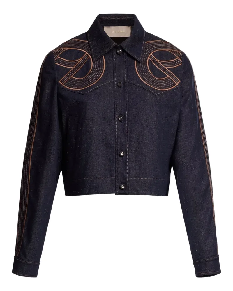 Elie Saab embroidered denim jacket - Blau Blau