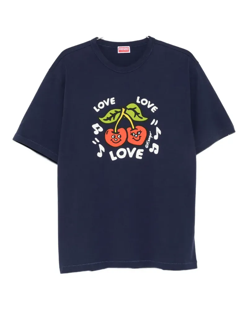 Kenzo cherry-print T-shirt - Blau Blau
