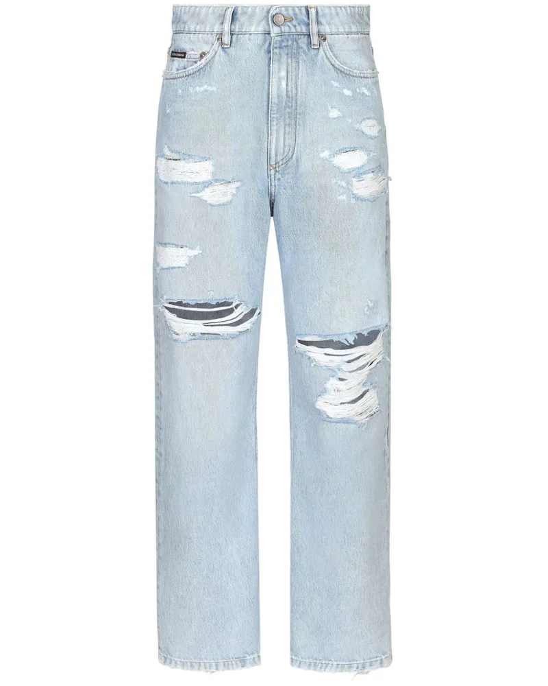 Dolce & Gabbana Gerade Jeans im Distressed-Look - Blau Blau