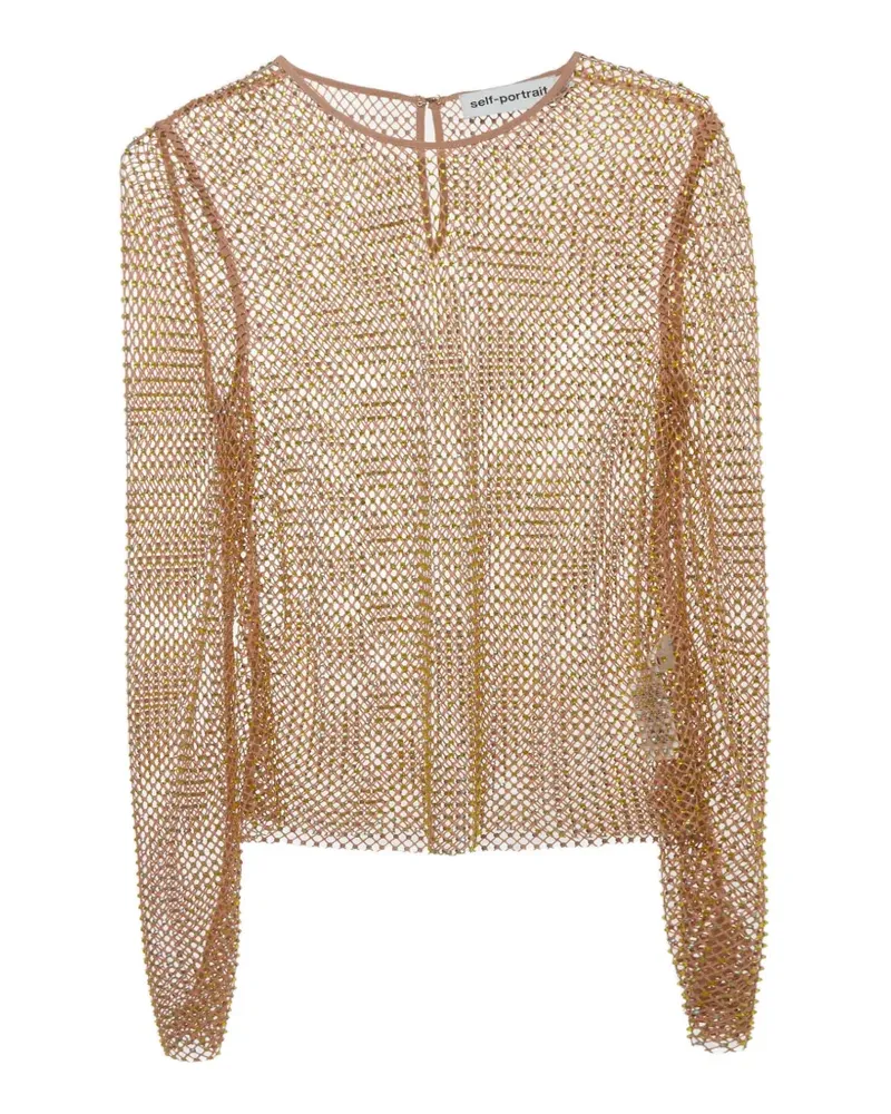 Zimmermann rhinestone-embellished mesh top - Nude Nude