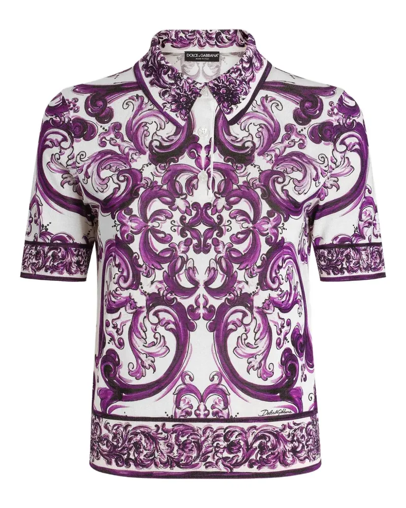 Dolce & Gabbana Poloshirt mit Maiolica-Print - Weiß Weiß