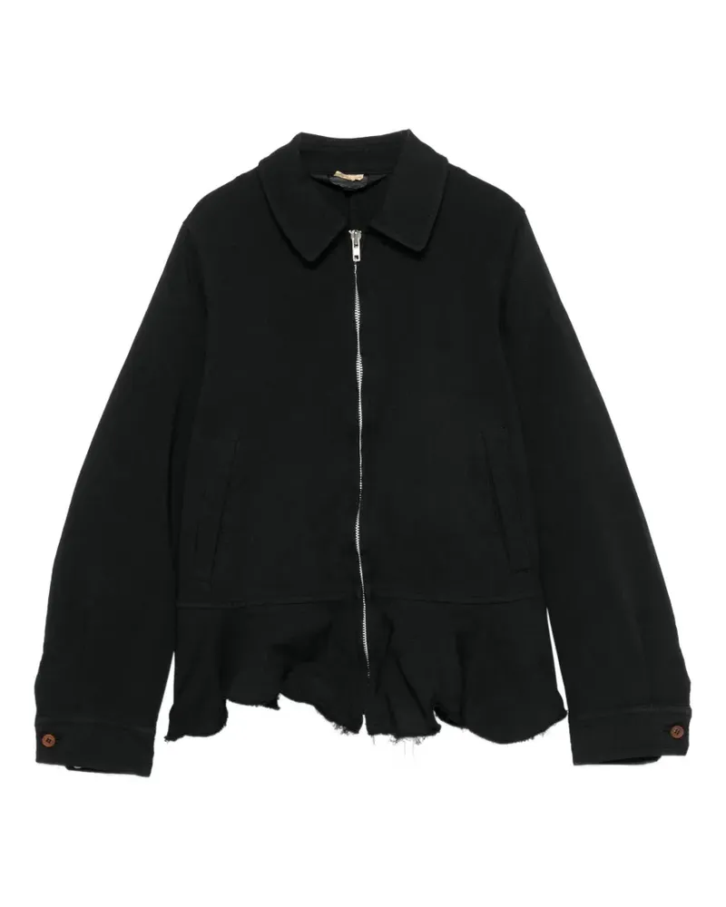 Comme des Garçons Gerüschte Jacke mit ungesäumten Kanten - Schwarz Schwarz