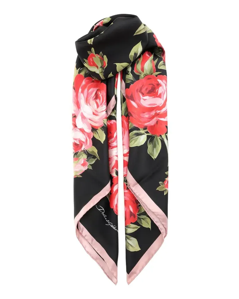 Dolce & Gabbana floral-print silk scarf - Schwarz Schwarz