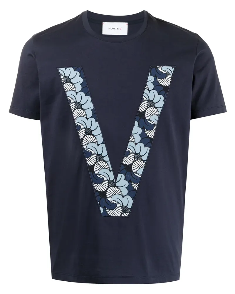 Ports V T-Shirt mit Logo-Print - Blau Blau