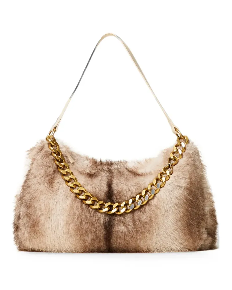 Twin-Set Tasche aus Faux Fur - Nude Nude