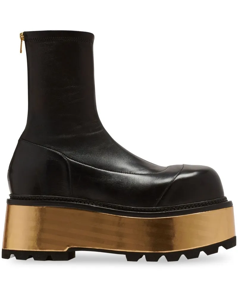 Balmain Stiefel mit metallischem Plateau Schwarz