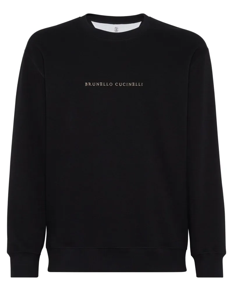 Brunello Cucinelli Sweatshirt mit Logo-Stickerei - Schwarz Schwarz