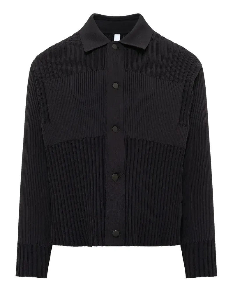 CFCL fluted shirt-collar cardigan - Schwarz Schwarz
