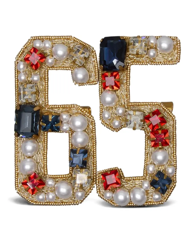 Thom Browne Brosche mit Kristallverzierung - Gold Gold