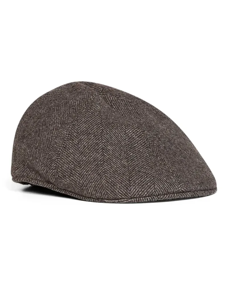 Tagliatore Segmentierte Schiebermütze mit Chevron-Muster - Braun Braun