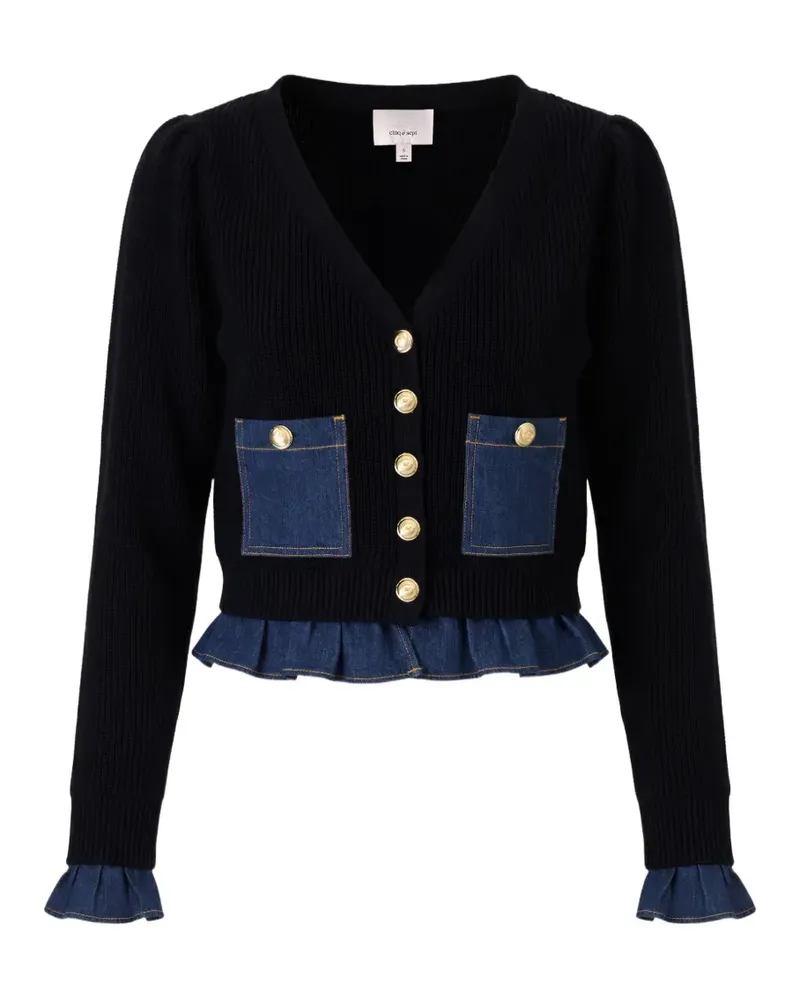 Cinq à Sept Lilly Cardigan mit V-Ausschnitt - Schwarz Schwarz