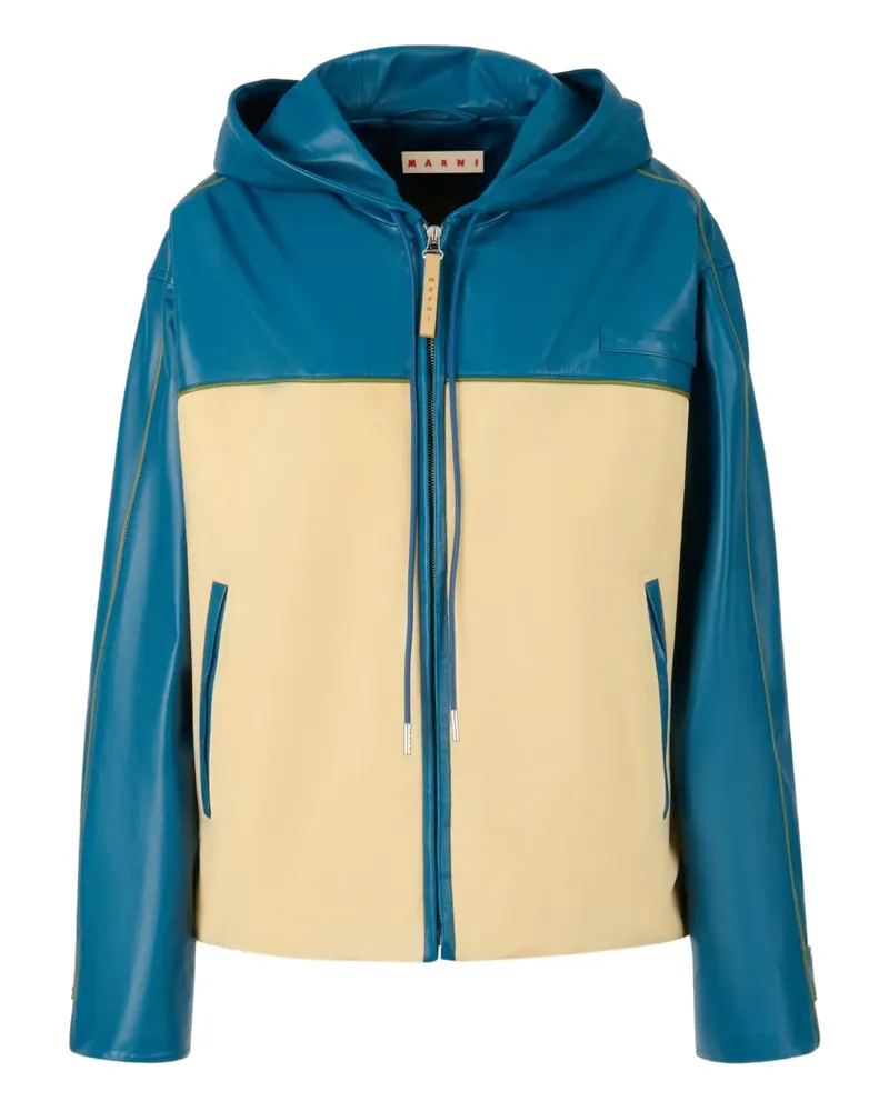 Marni hooded leather jacket - Blau Blau