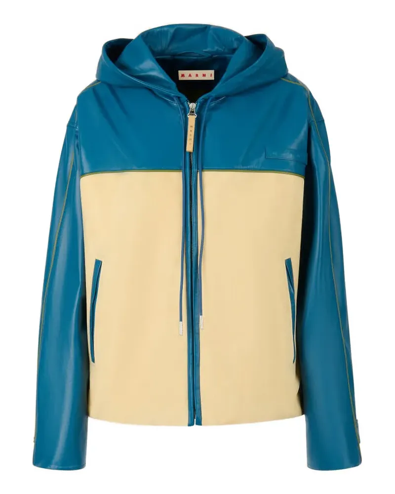Marni Lederjacke mit Kapuze - Blau Blau