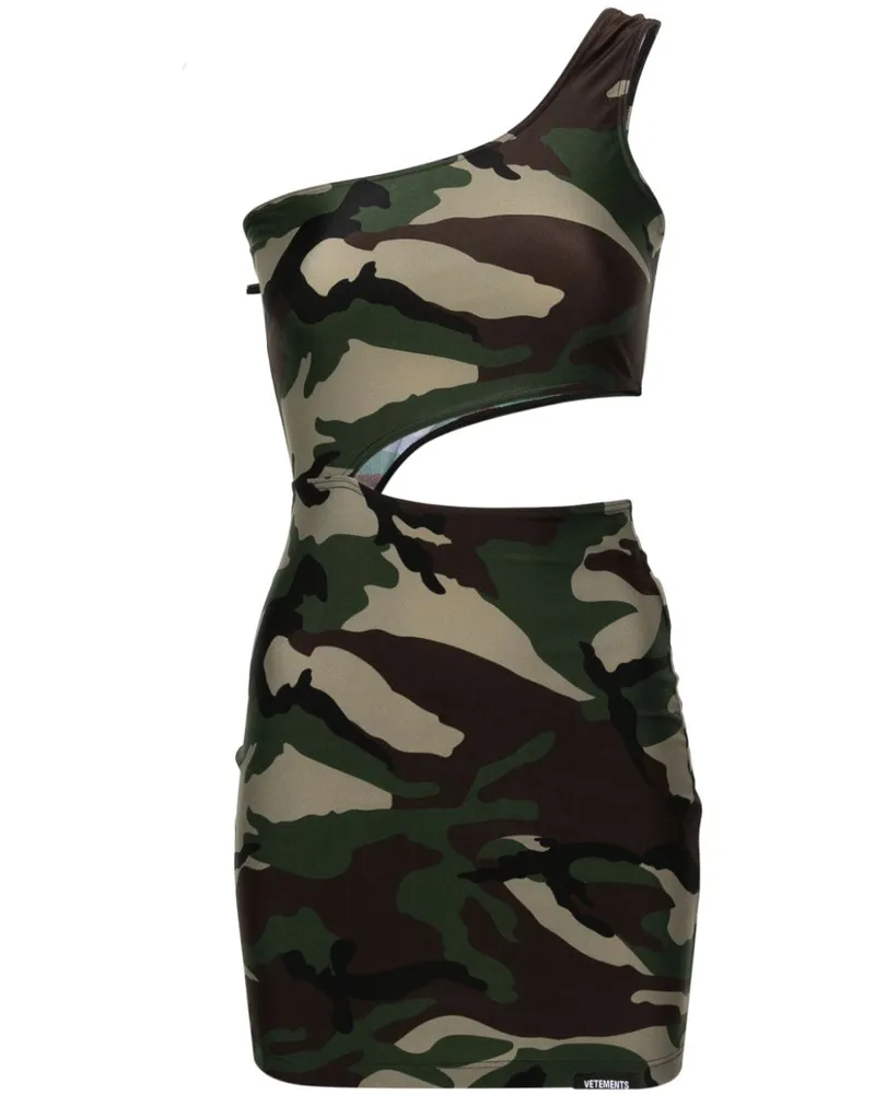 VETEMENTS Cout-Out-Minikleid mit Camouflage-Print Grün