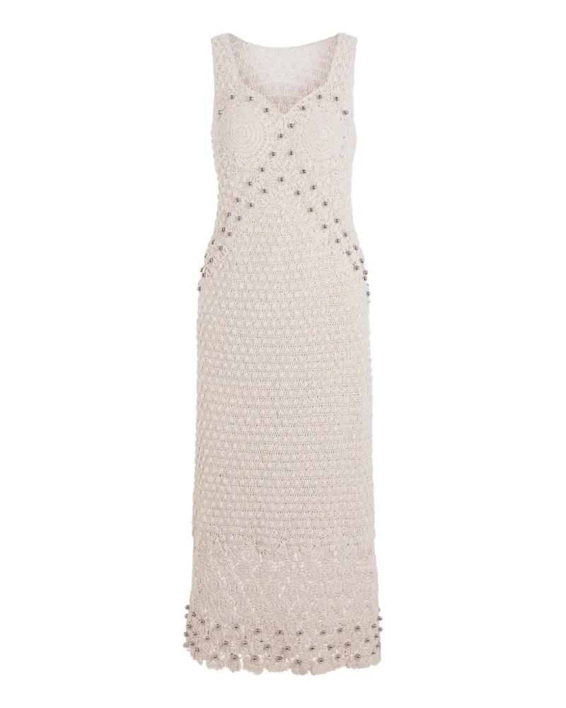 Paco Rabanne pearl-embellished crochet midi dress - Nude Nude