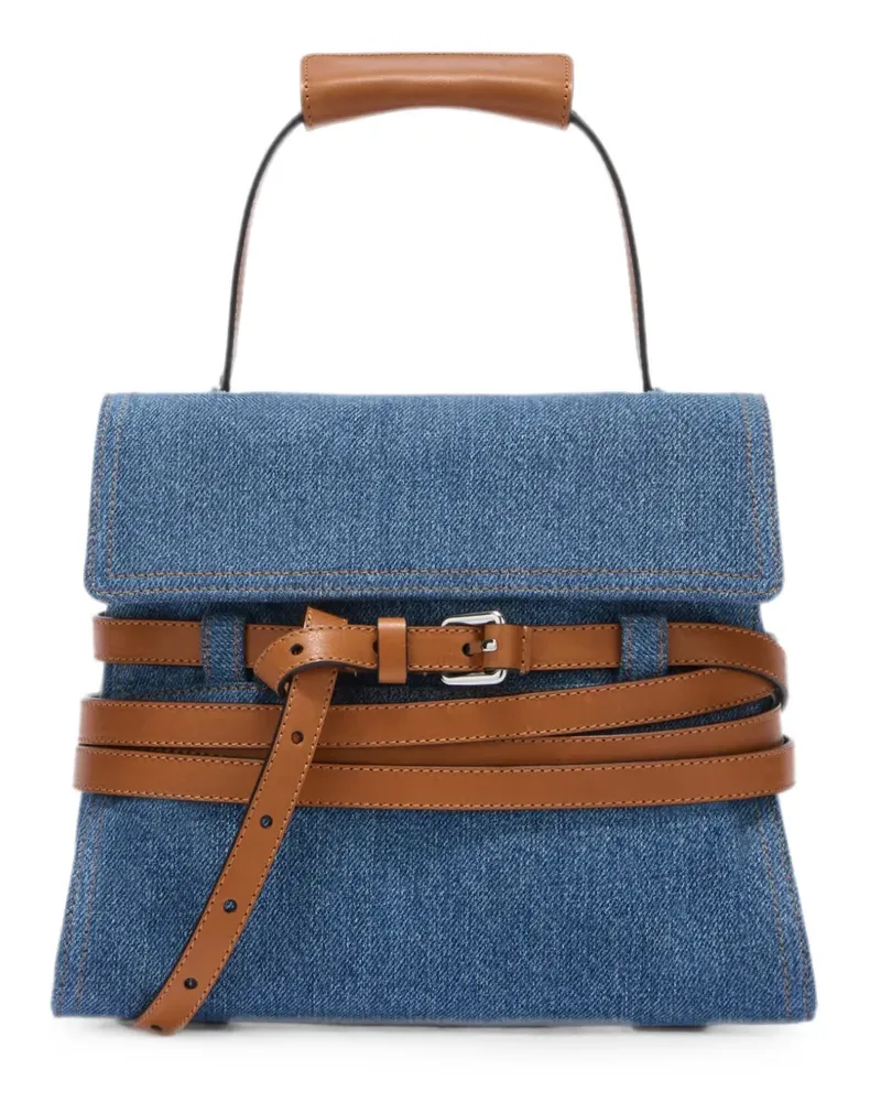 Moschino belt-detail denim shoulder bag - Blau Blau