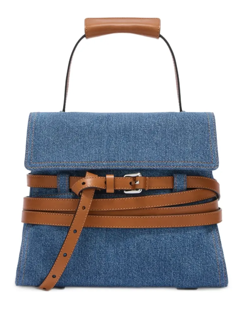 Moschino Schultertasche aus Denim mit Gürteldetails - Blau Blau