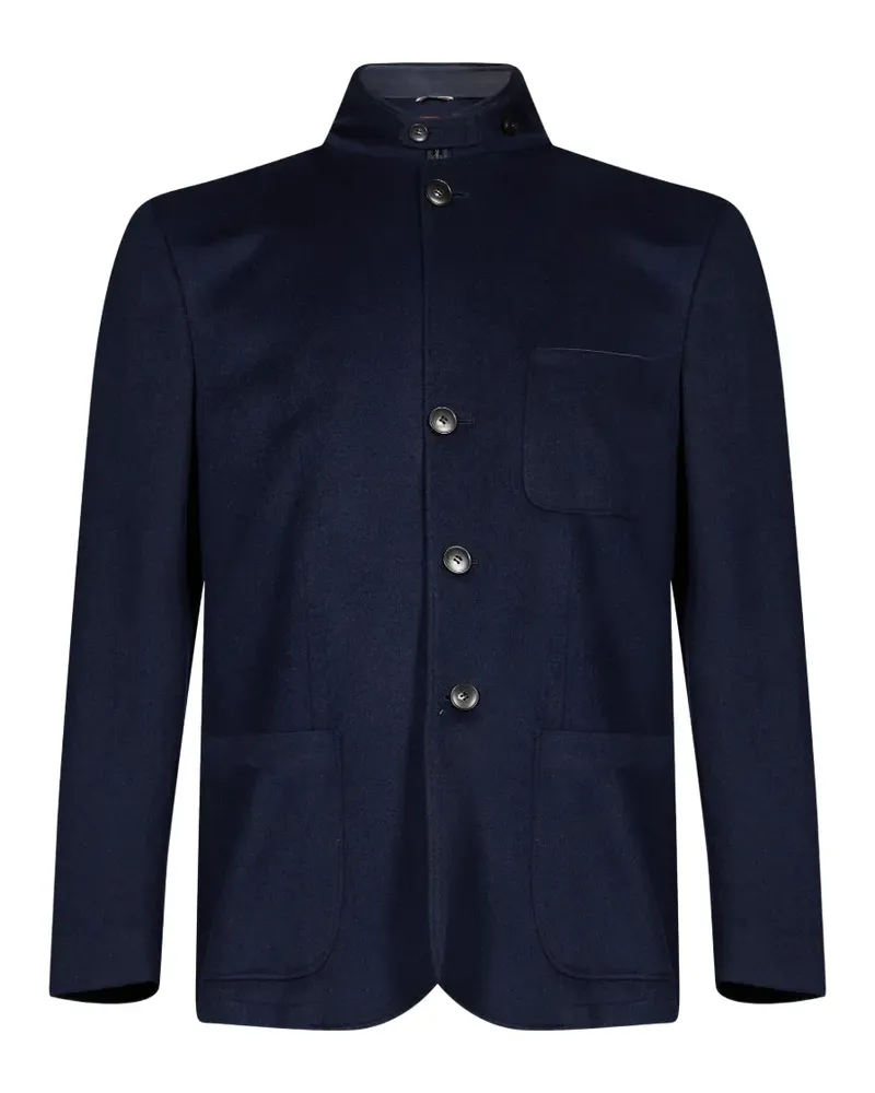Canali high-neck patch-pocket jacket - Blau Blau