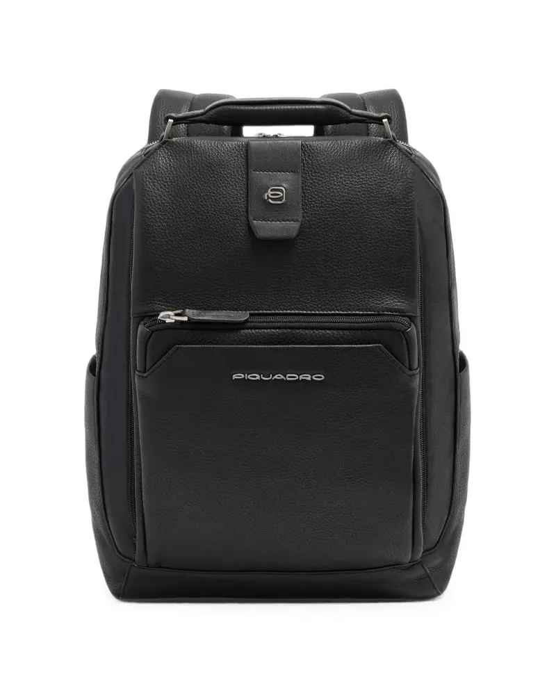 Piquadro grained backpack - Schwarz Schwarz