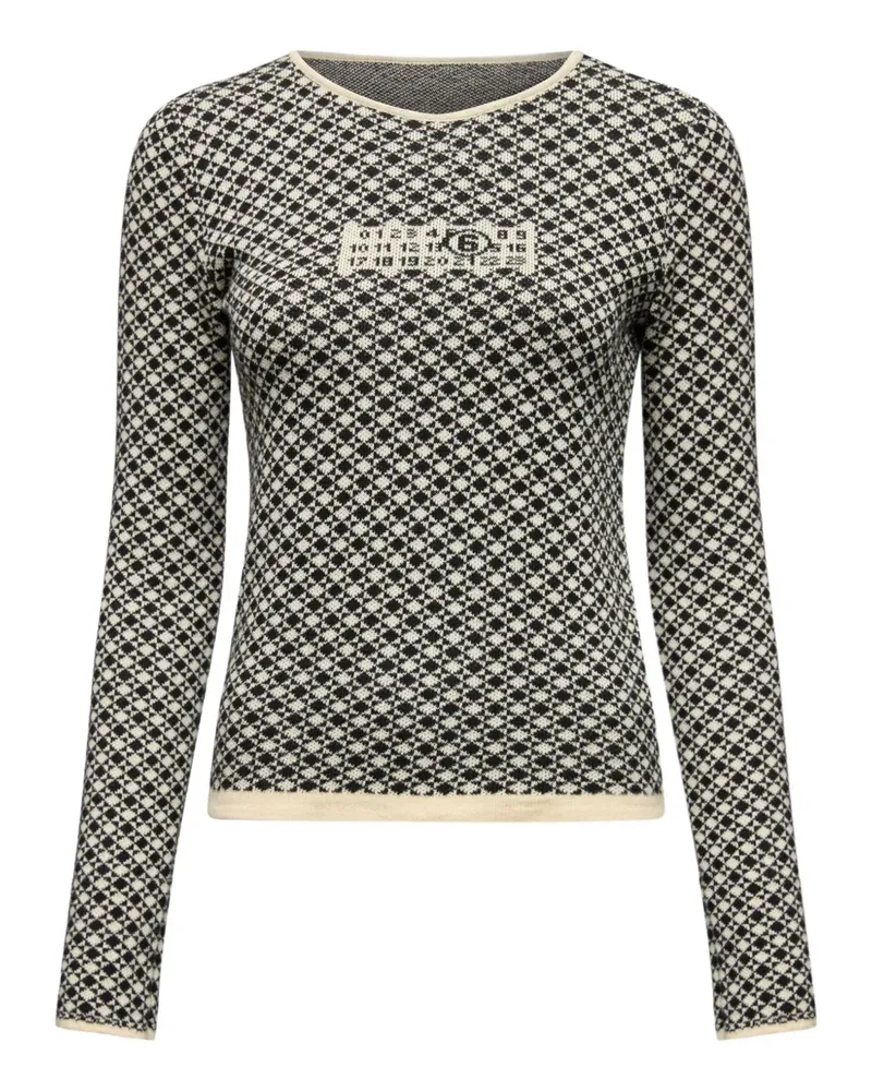 Maison Margiela Langarmshirt mit Intarsien-Motiv - Weiß Weiß
