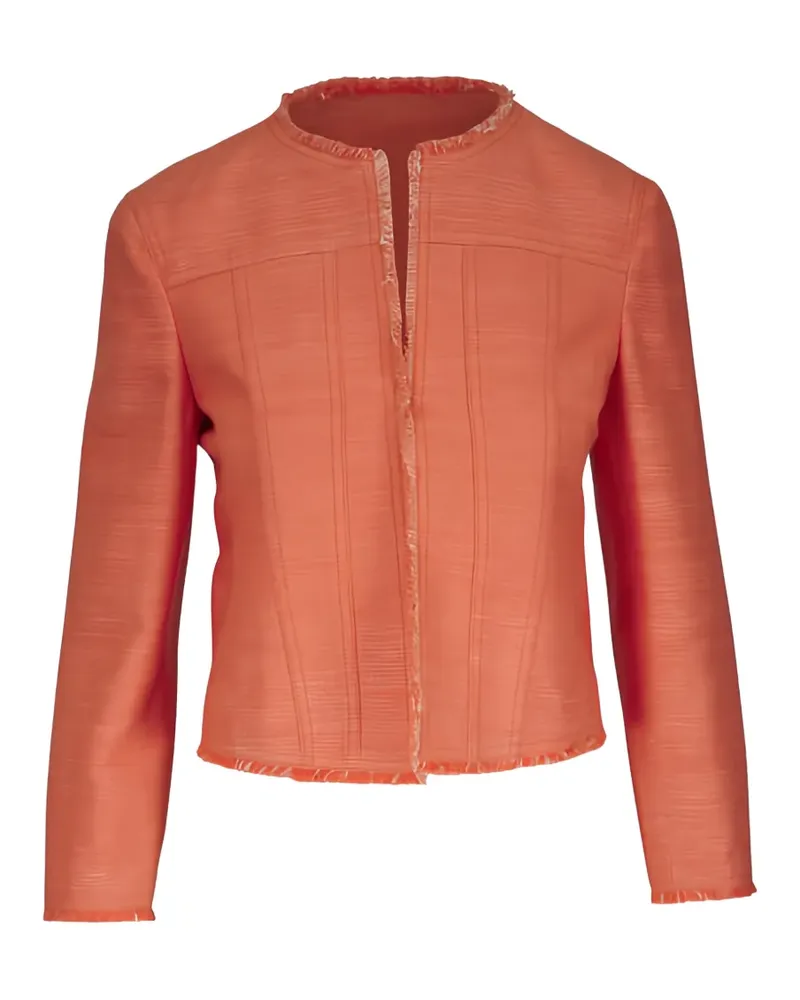 Akris frayed-trim cropped jacket - Orange Orange