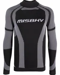 MISBHV Langarmshirt mit Logo-Print Schwarz