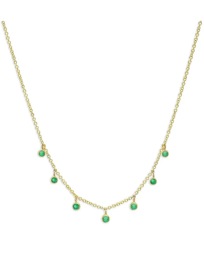 Jennifer Meyer emerald mini bezel necklace - Gold Gold