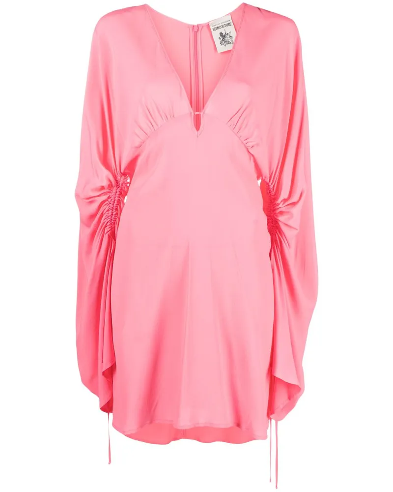 Semicouture Minikleid mit V-Ausschnitt - Rosa Rosa
