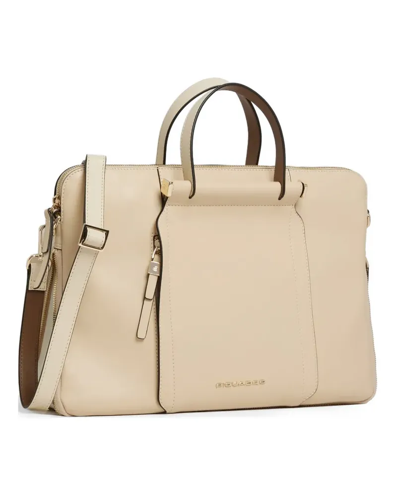 Piquadro expandable leather laptop bag - Nude Nude