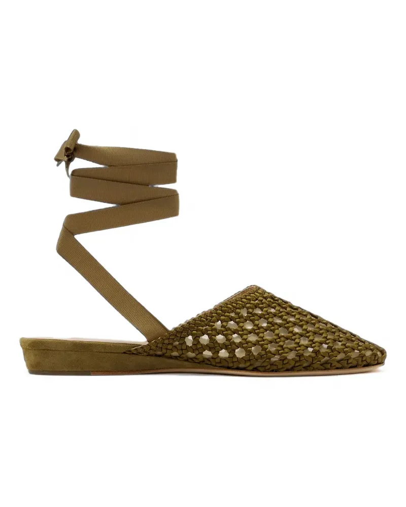 Veronica Beard Malia woven lace-up ballet flats - Grün Grün