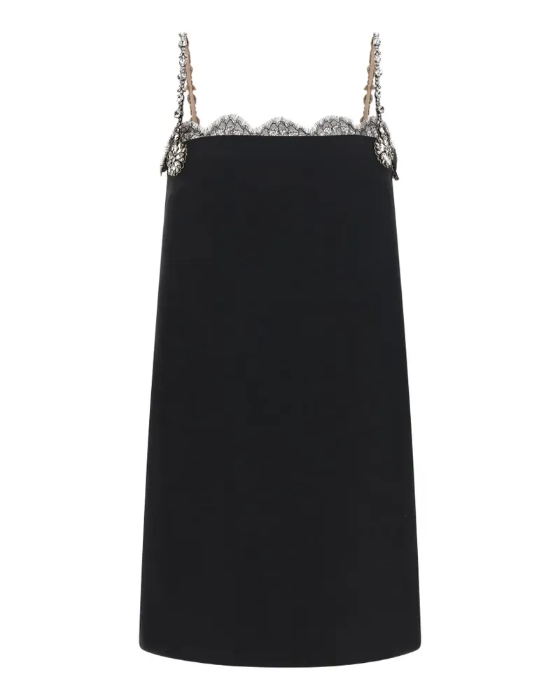 Valentino Garavani lace-trim crystal-embellished mini dress - Schwarz Schwarz