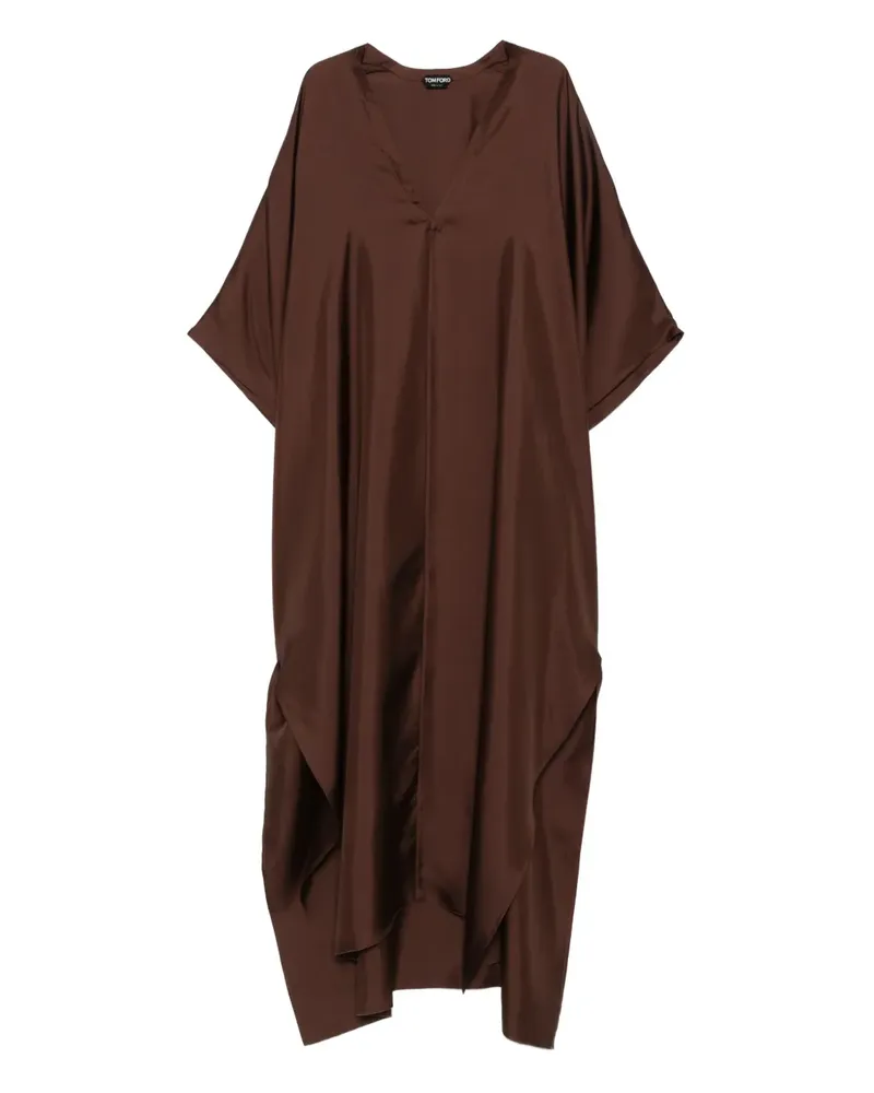 Tom Ford Seidenkleid mit V-Ausschnitt - Braun Braun