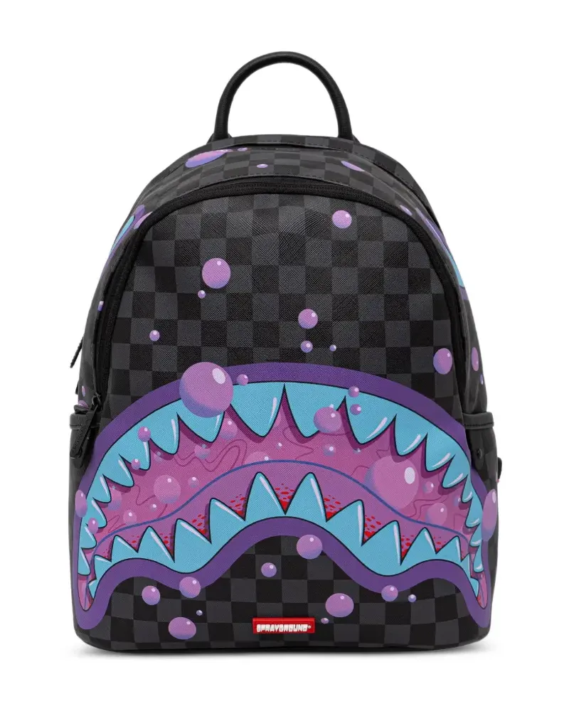 Sprayground Shark Mouth checkered backpack - Schwarz Schwarz