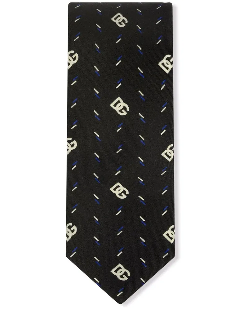 Dolce & Gabbana Seidenkrawatte mit DG-Logo - Schwarz Schwarz