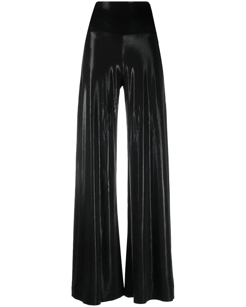 Norma Kamali Ausgestellte High-Waist-Hose Schwarz