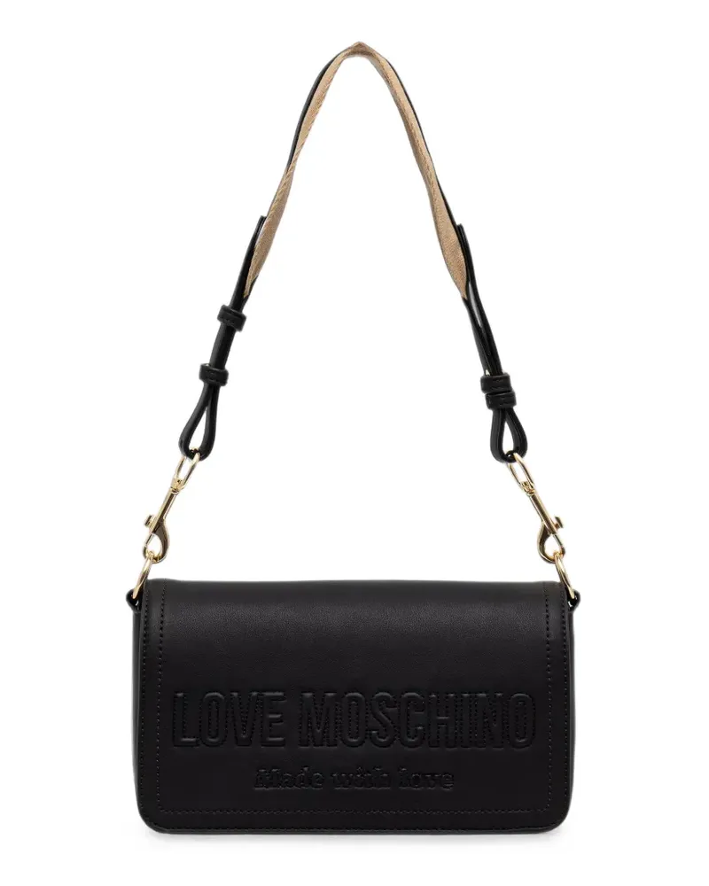 Moschino Mini Schultertasche mit Logo-Prägung - Schwarz Schwarz