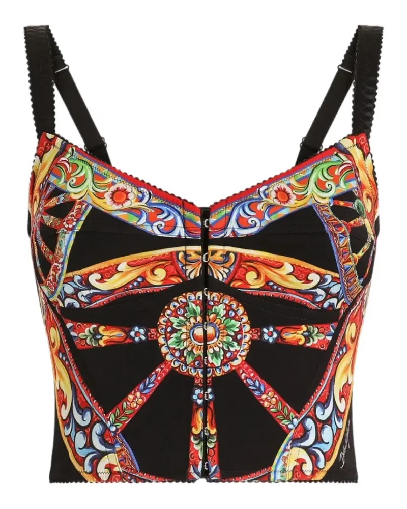 Dolce & Gabbana Korsett-Top mit Carretto-Print - Schwarz Schwarz