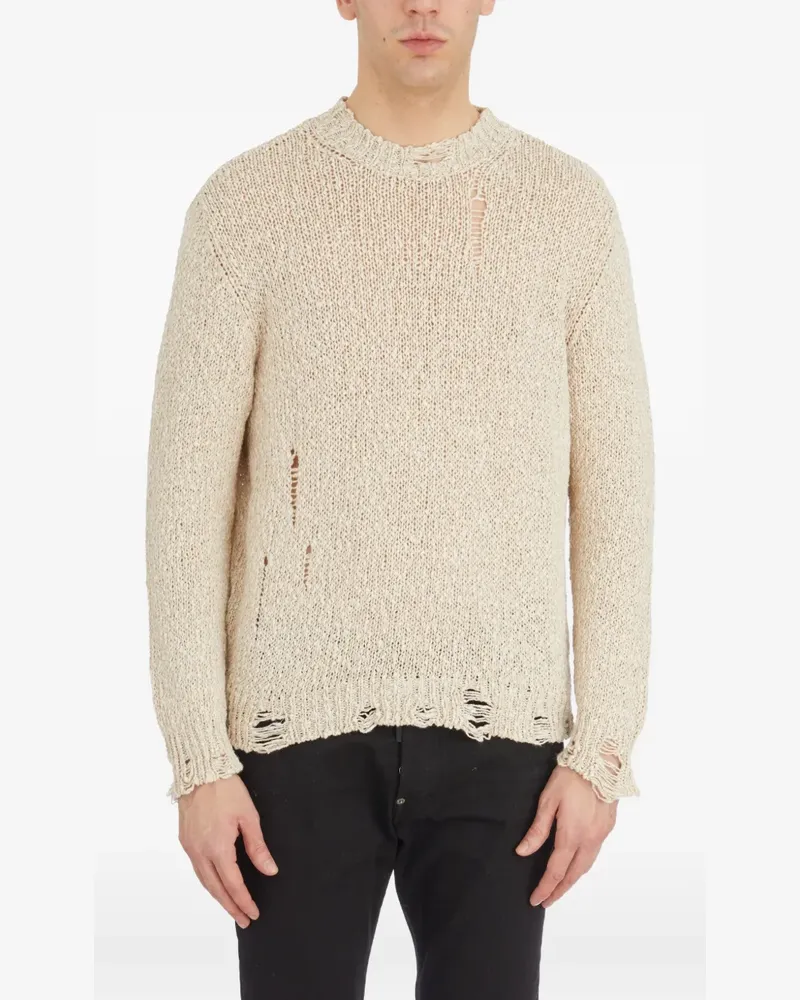Avant Toi destroyed crew-neck sweater - Nude Nude