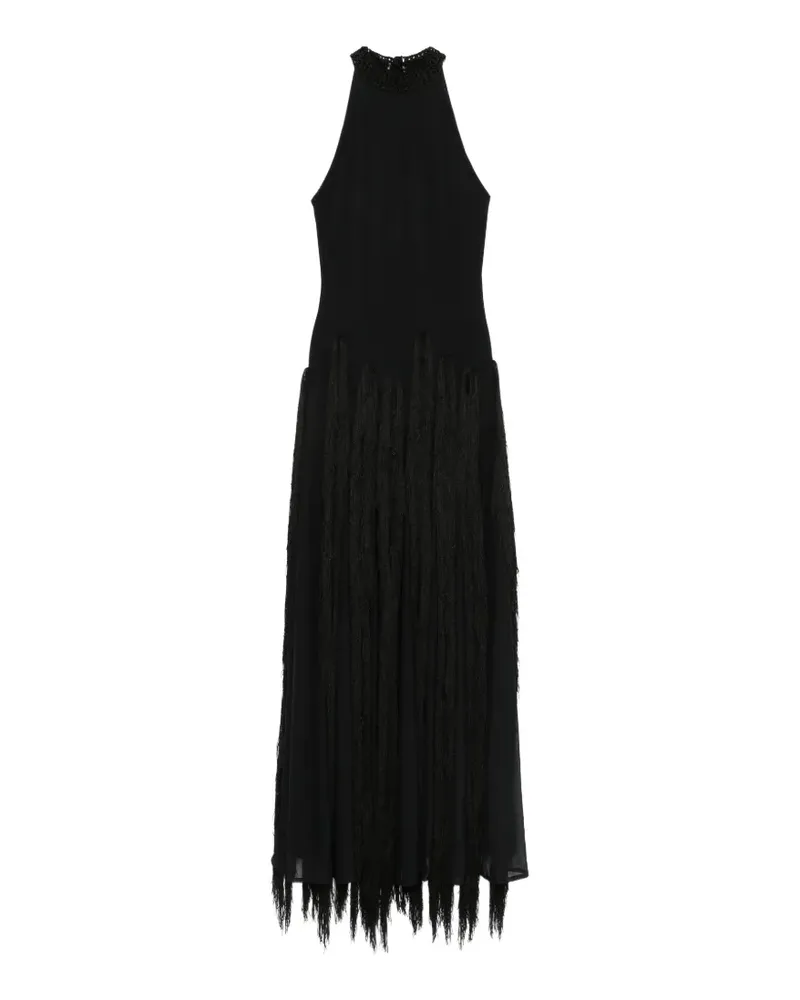 BLESS Gehäkeltes Maxikleid mit Quasten - Schwarz Schwarz