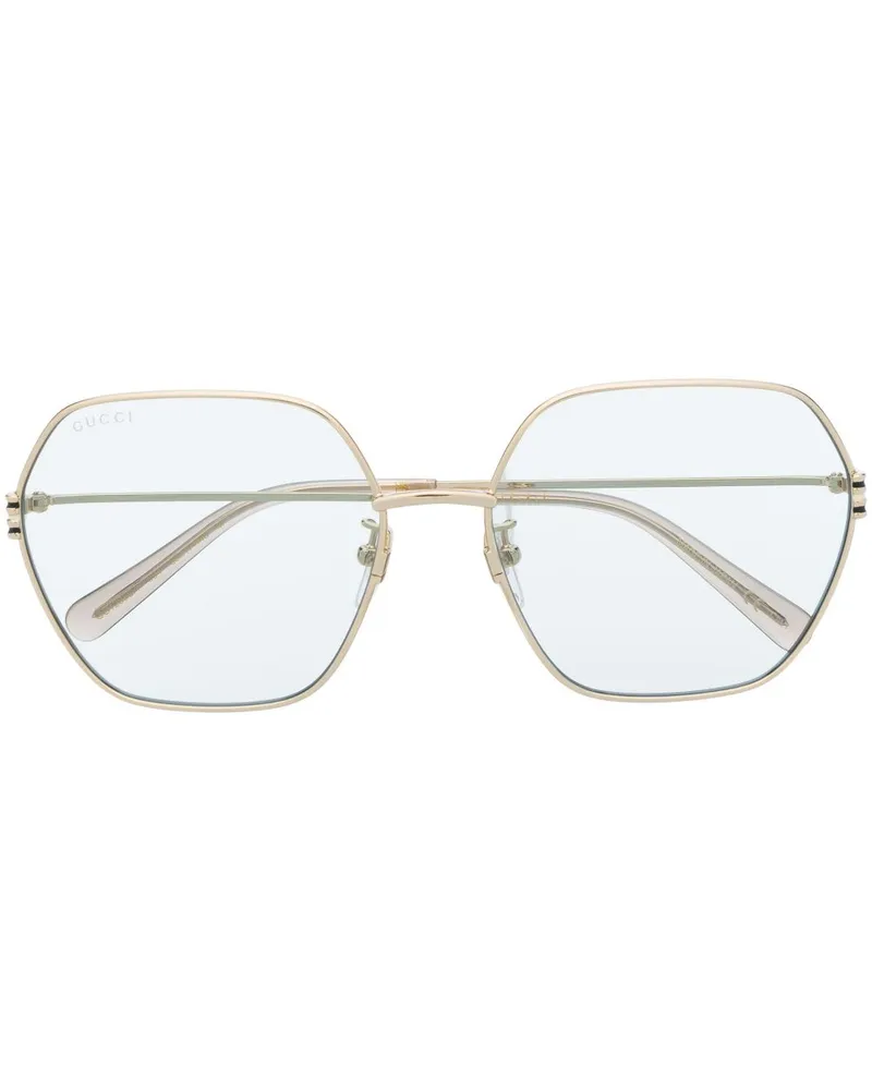 Gucci Sonnenbrille mit geometrischem Gestell - Gold Gold