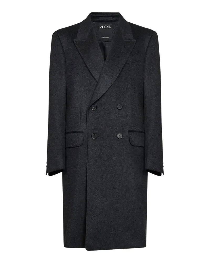 Ermenegildo Zegna Doppelreihiger Mantel - Schwarz Schwarz